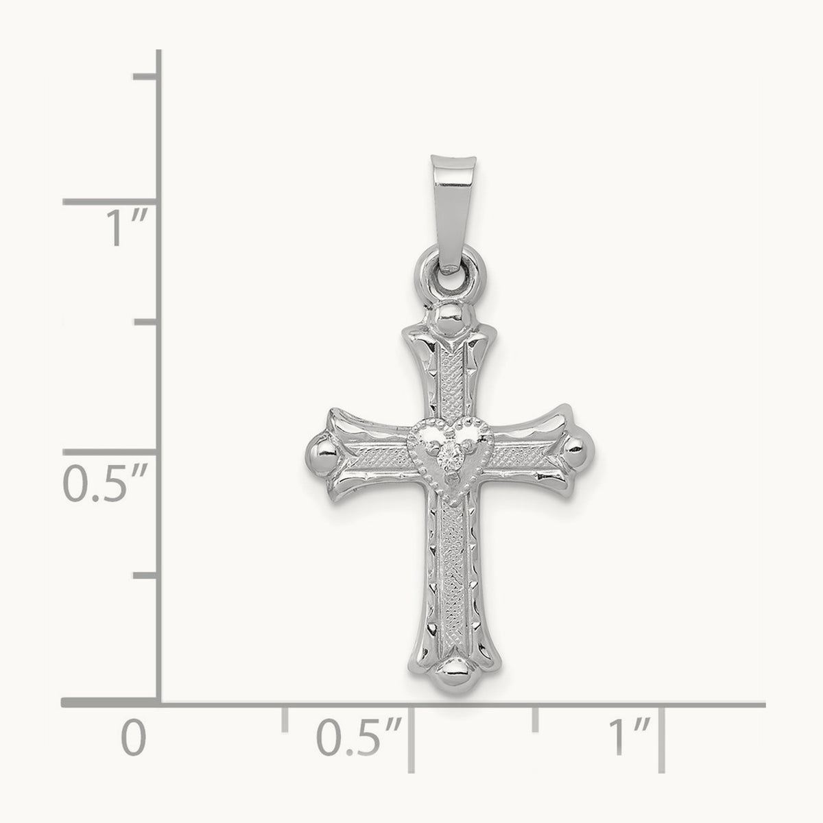 Diamond Fleur De Lis Cross Pendant, 14K White Gold