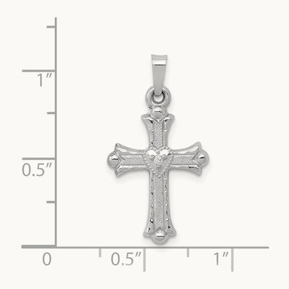 Diamond Fleur De Lis Cross Pendant, 14K White Gold