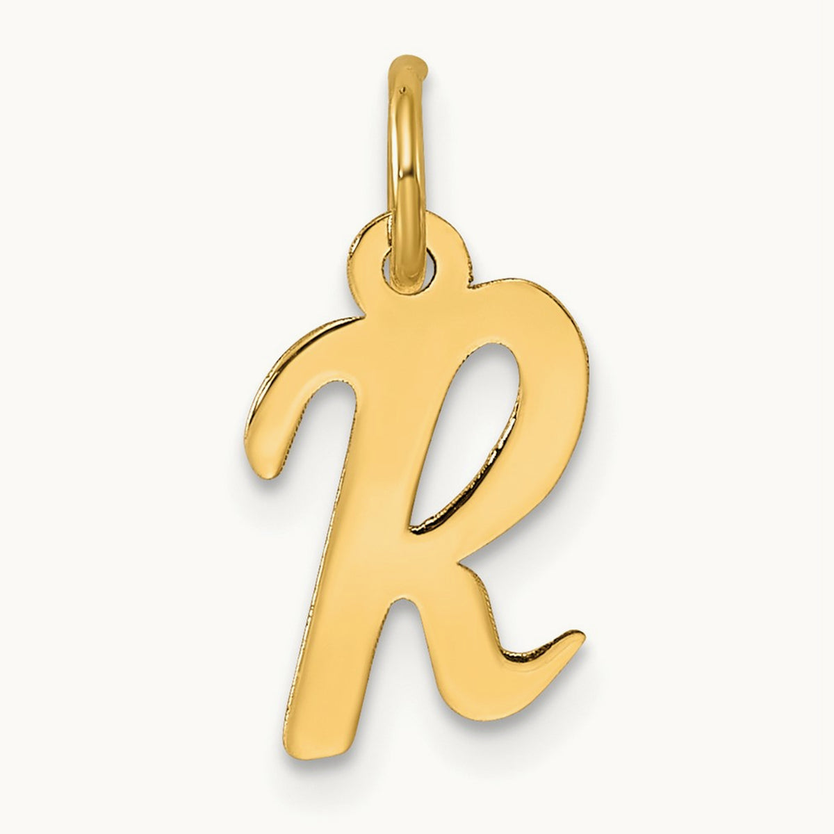 Small Script Letter R Initial Charm, 14K