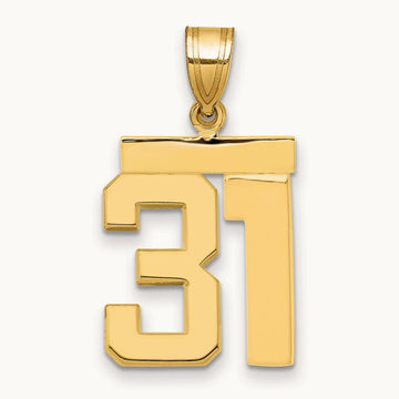 Medium Polished Number 31 Charm, 14K