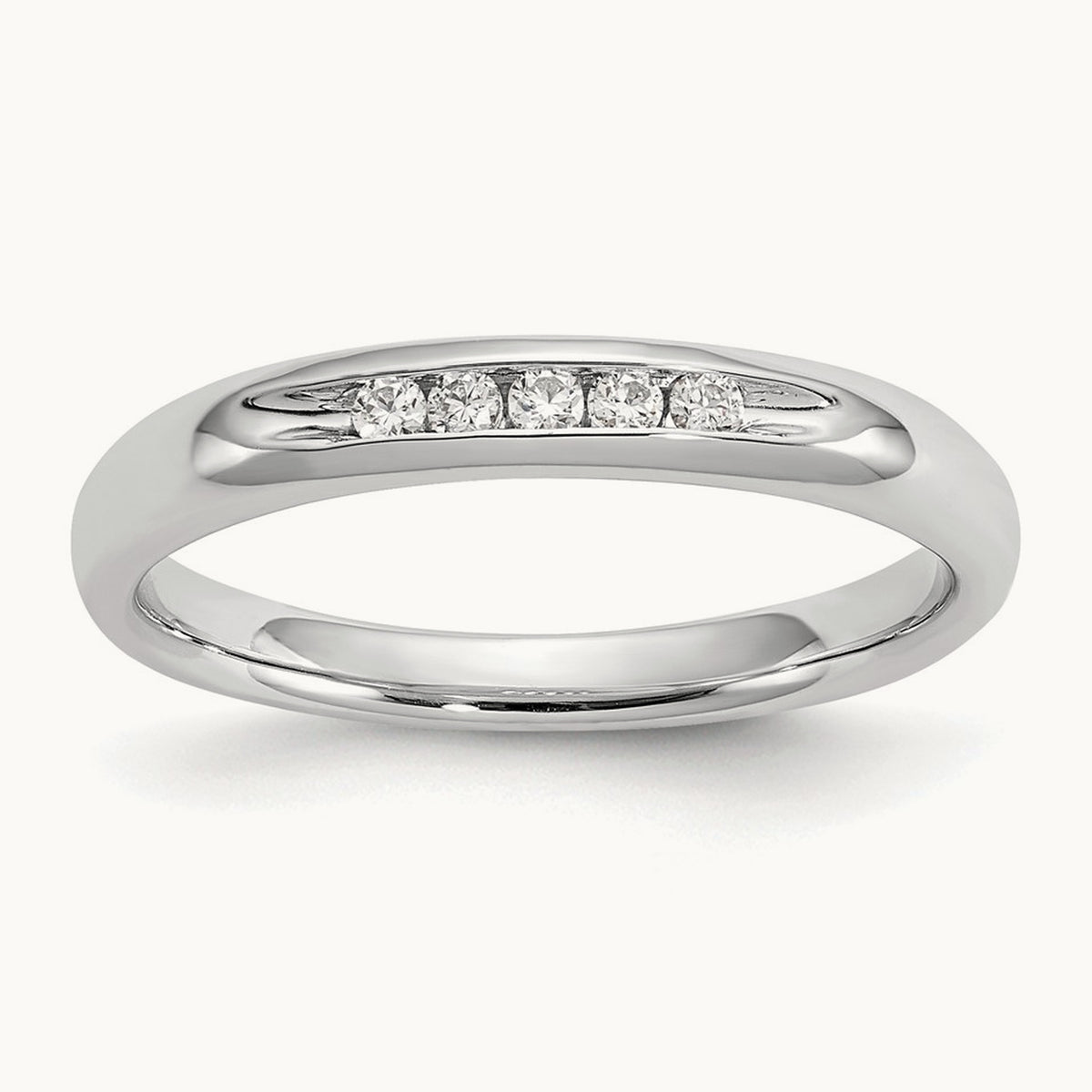 5-Stone Diamond Channel Band, 14K White Gold