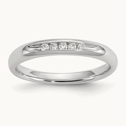 5-Stone Diamond Channel Band, 14K White Gold