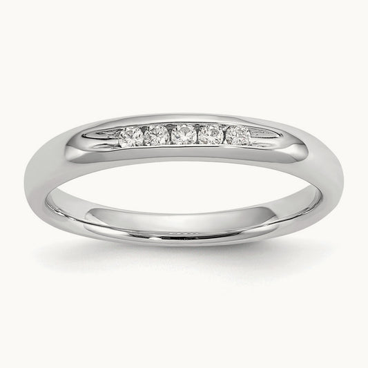 5-Stone Diamond Channel Band, 14K White Gold