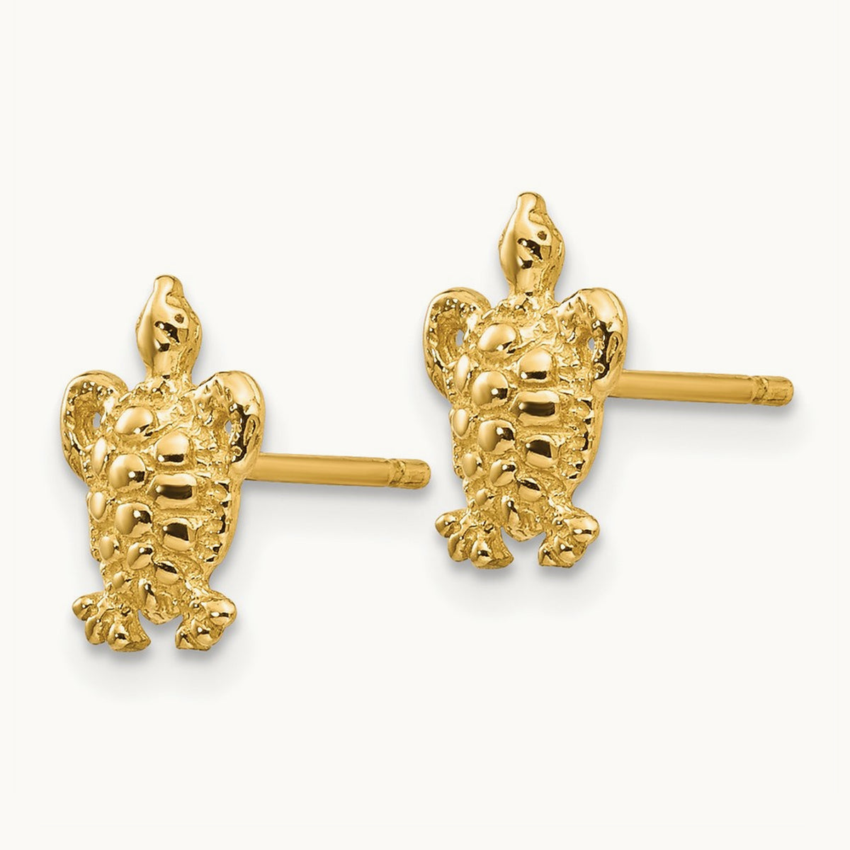 Mini Turtle Post Earrings, 14K