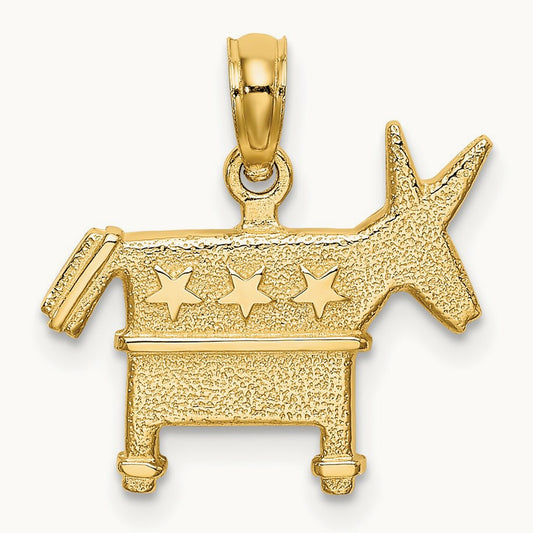 3-D Textured Democratic Donkey Charm, 14K