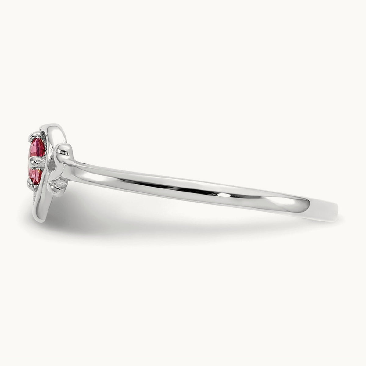 Tourmaline Birthstone Heart Ring — 14K White Gold, 7