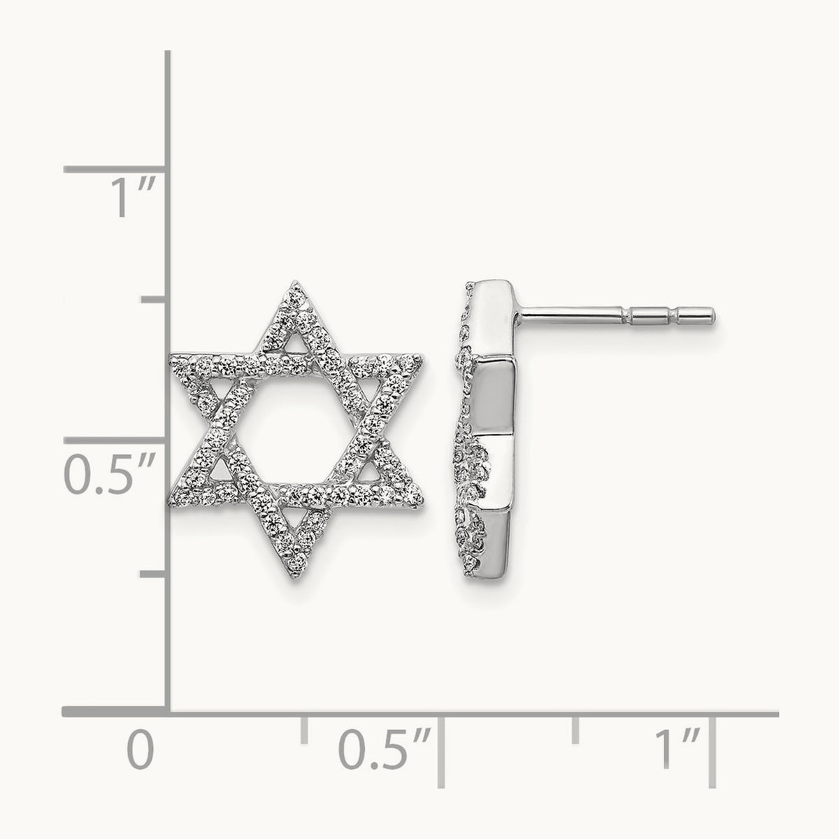 Diamond Star of David Earrings, 14K White Gold