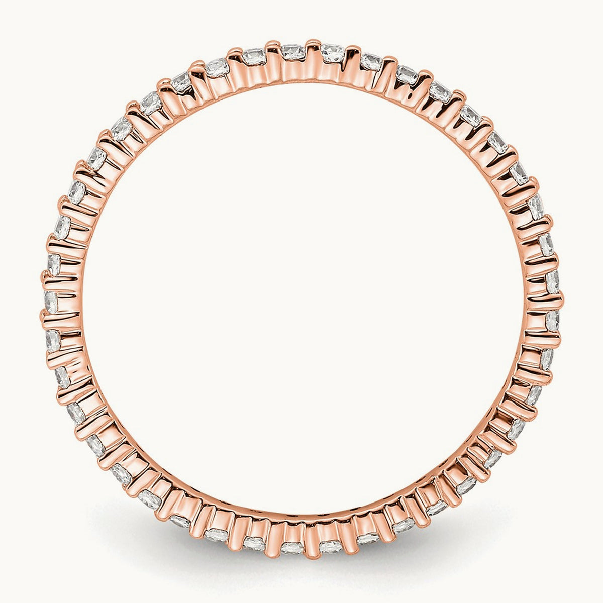 Polished Shared Prong Diamond Eternity Band, 0.50 ct tw, 14K Gold — 14K Rose Gold, 8.5