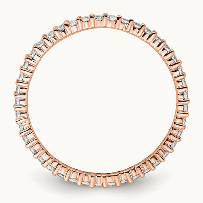 Polished Shared Prong 1/2ct Diamond Eternity Band, 14K Rose Gold