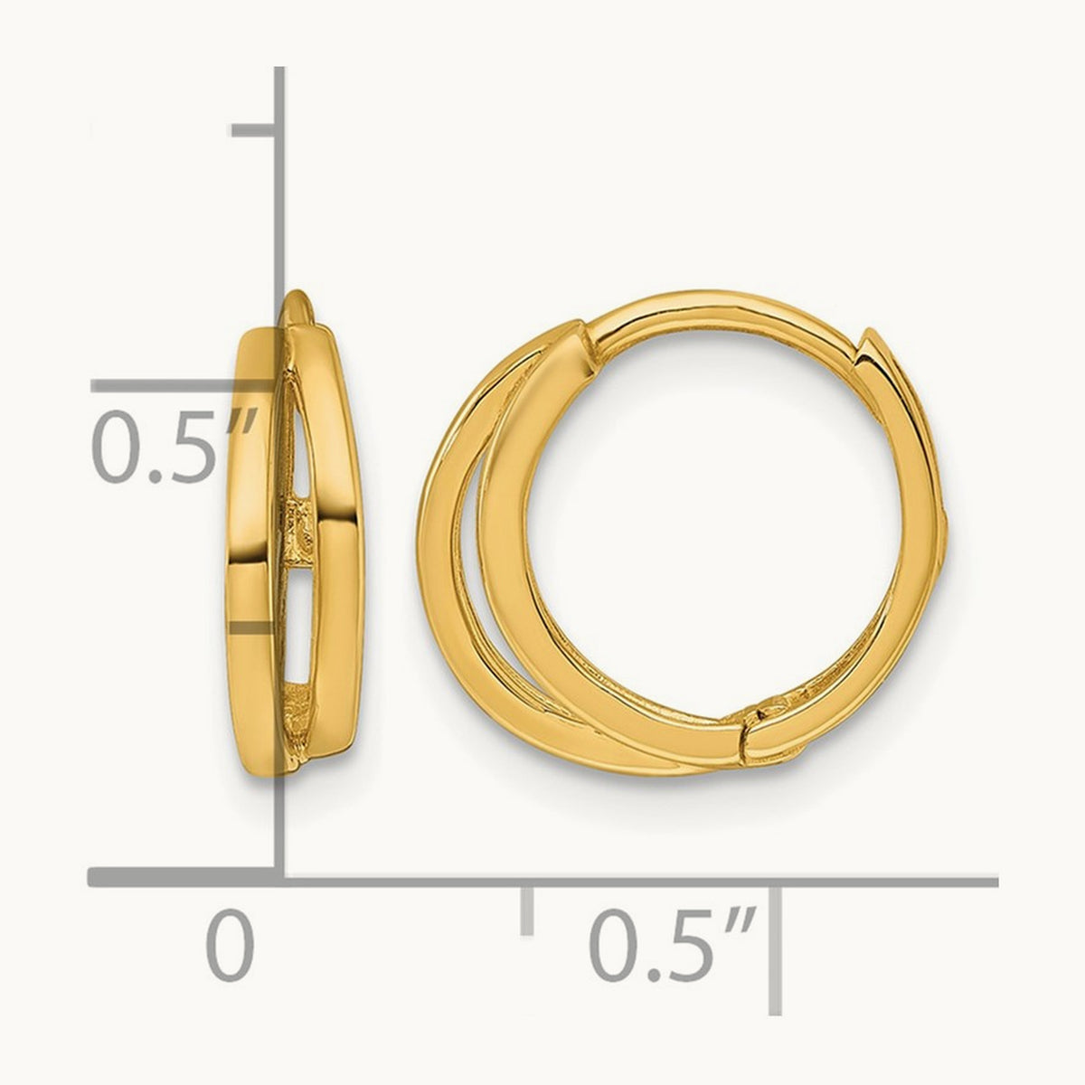 Polished Fancy Hinged Round Hoop Earrings, 14K