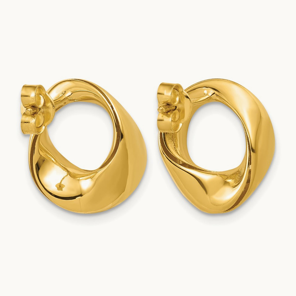 Polished Fancy Circle Post Earrings, 14K — Leslie's