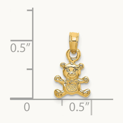 3-D Mini Teddy Bear Charm, 14K