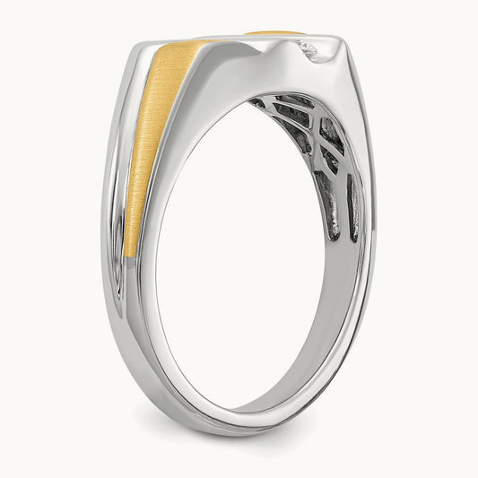 Diamond Men's Ring, 14K White with Yellow Gold