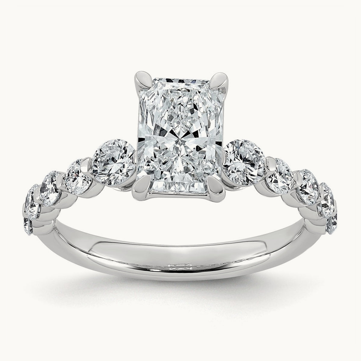 . Radiant Center with Round Sides Ring, 2 1/3-5 ct Lab-Grown Diamond