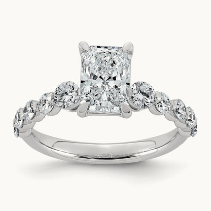 . Radiant Center with Round Sides Ring, 2 1/3-5 ct Lab-Grown Diamond