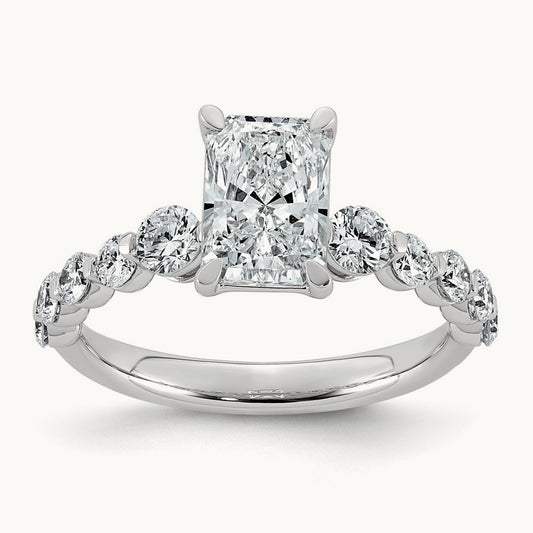 . Radiant Center with Round Sides Ring, 2 1/3-5 ct Lab-Grown Diamond