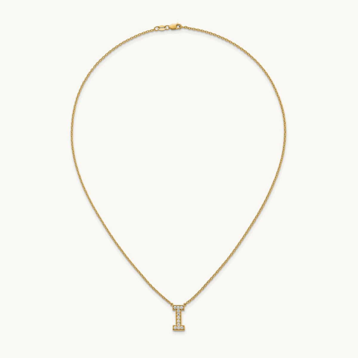Initial Necklace — 14K Yellow Gold, I, 1/4 ct