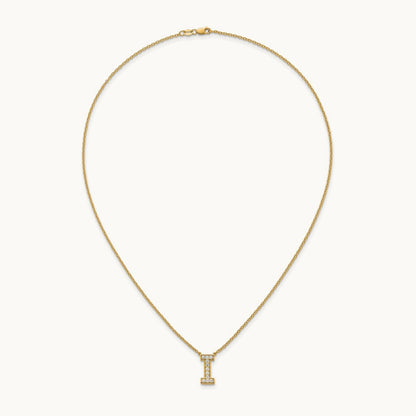 Initial Necklace — 14K Yellow Gold, I, 1/4 ct