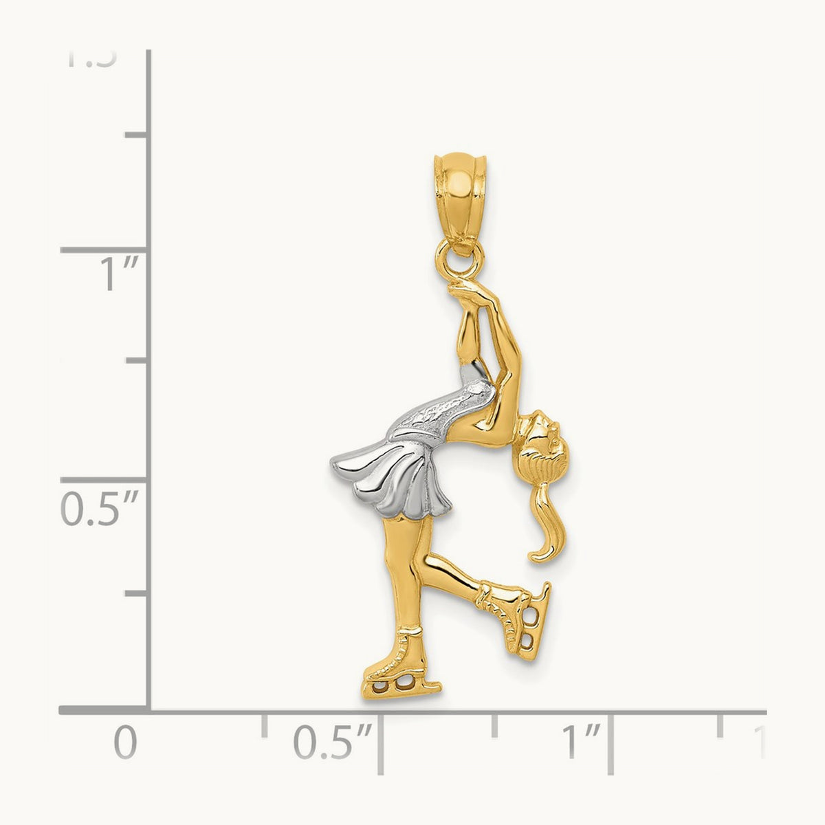 w/ Rhodium Ice Skater Pendant, 14K