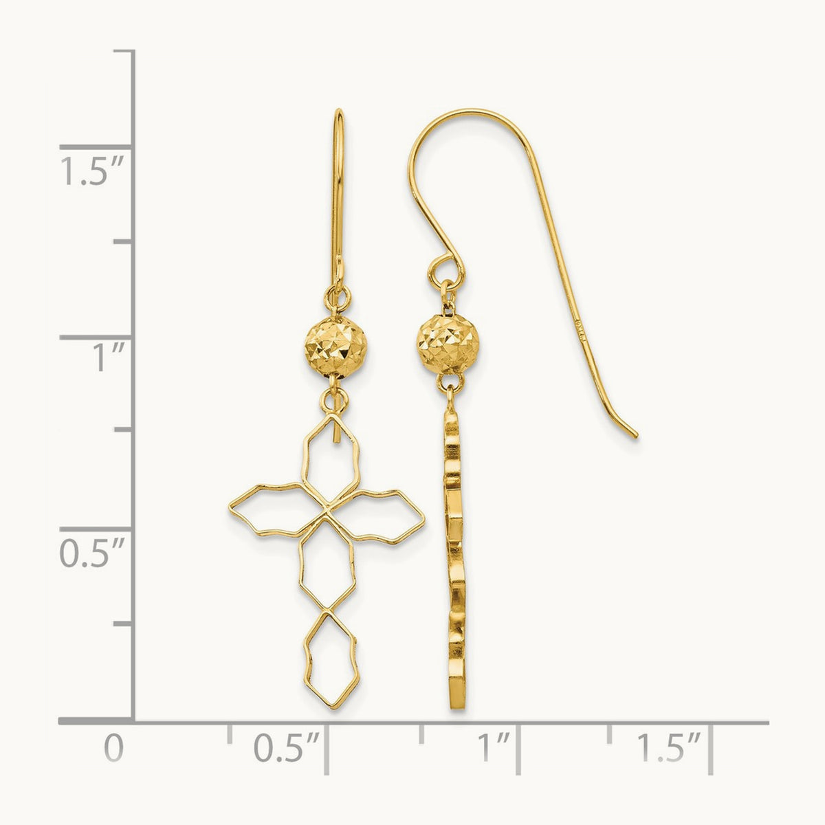 Cross Earrings, 14K