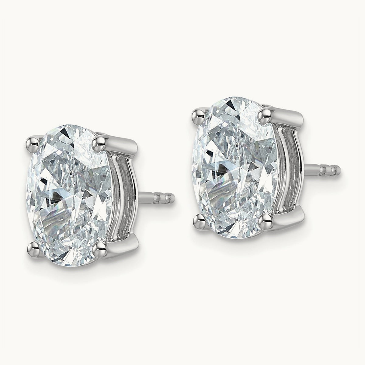 Oval Four-Prong Stud Earrings, 0.50-6.00 ct tw Lab-Grown Diamond — 5 ct, 14K White Gold