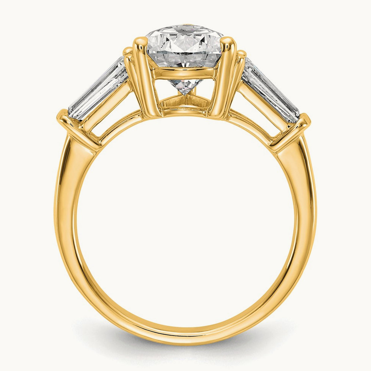 Pear/Baguette Engagement Ring — 14K Yellow Gold, 7