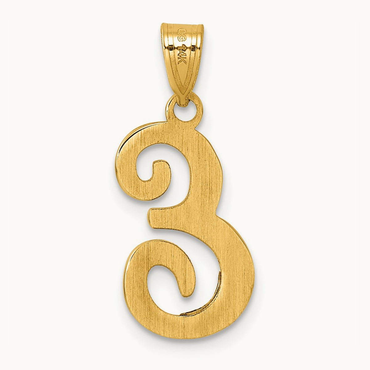 Script Letter E Initial Pendant, 14K