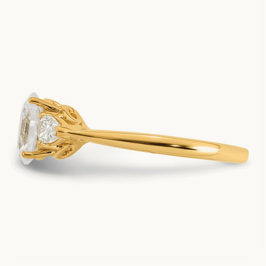 Oval/Pear 3 Stone Engagement Ring, 1.25-3.50 ct tw Lab-Grown Diamond — 1 3/8 ct, 14K Yellow Gold