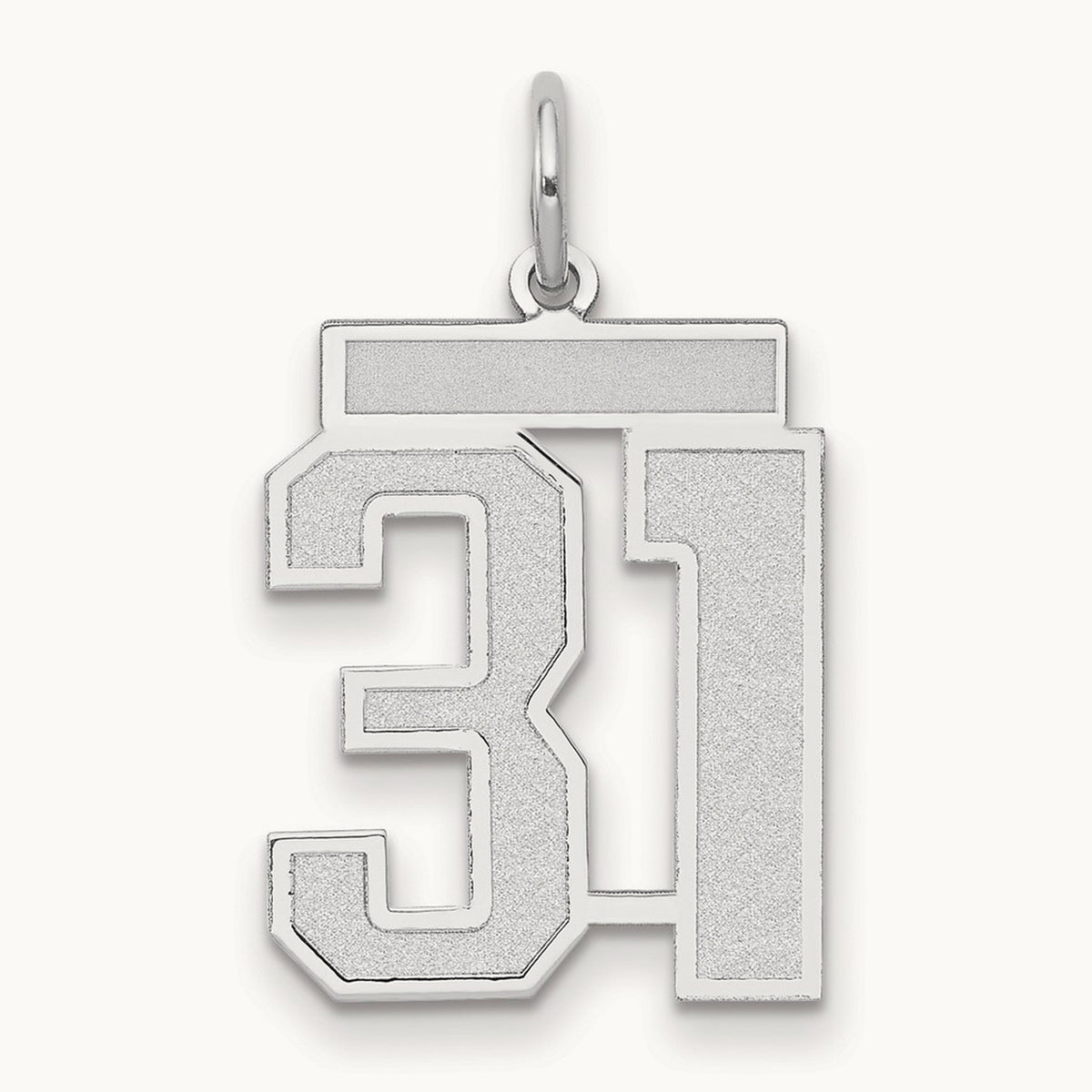 Medium Satin Number 31 Charm, 14K White Gold