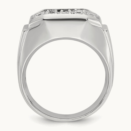 IBGoodman Men's Polished & Satin Diamond Cluster Ring, 14K White Gold