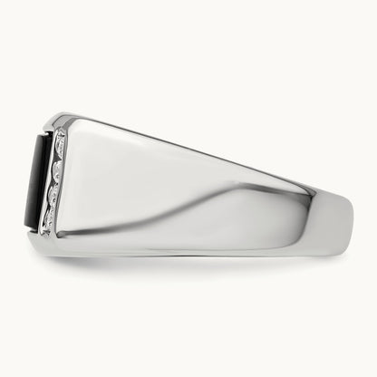 Onyx Men's Ring, 0.20 ct tw Lab-Grown Diamond