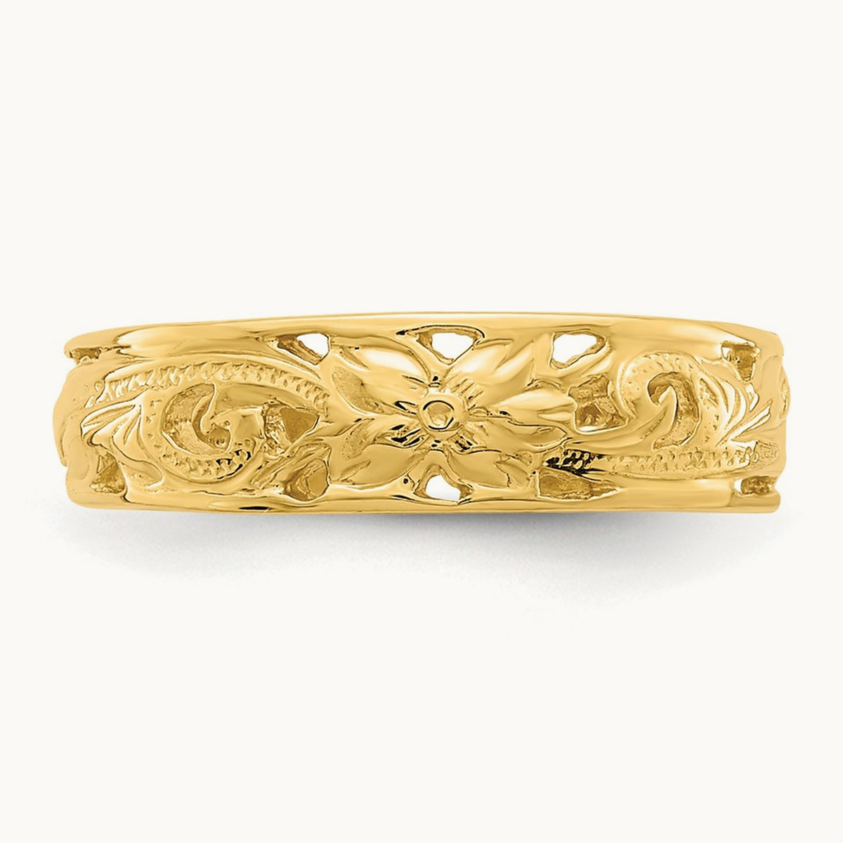 Adjustable Flower w/ Leaf Trim Toe Ring, 14K