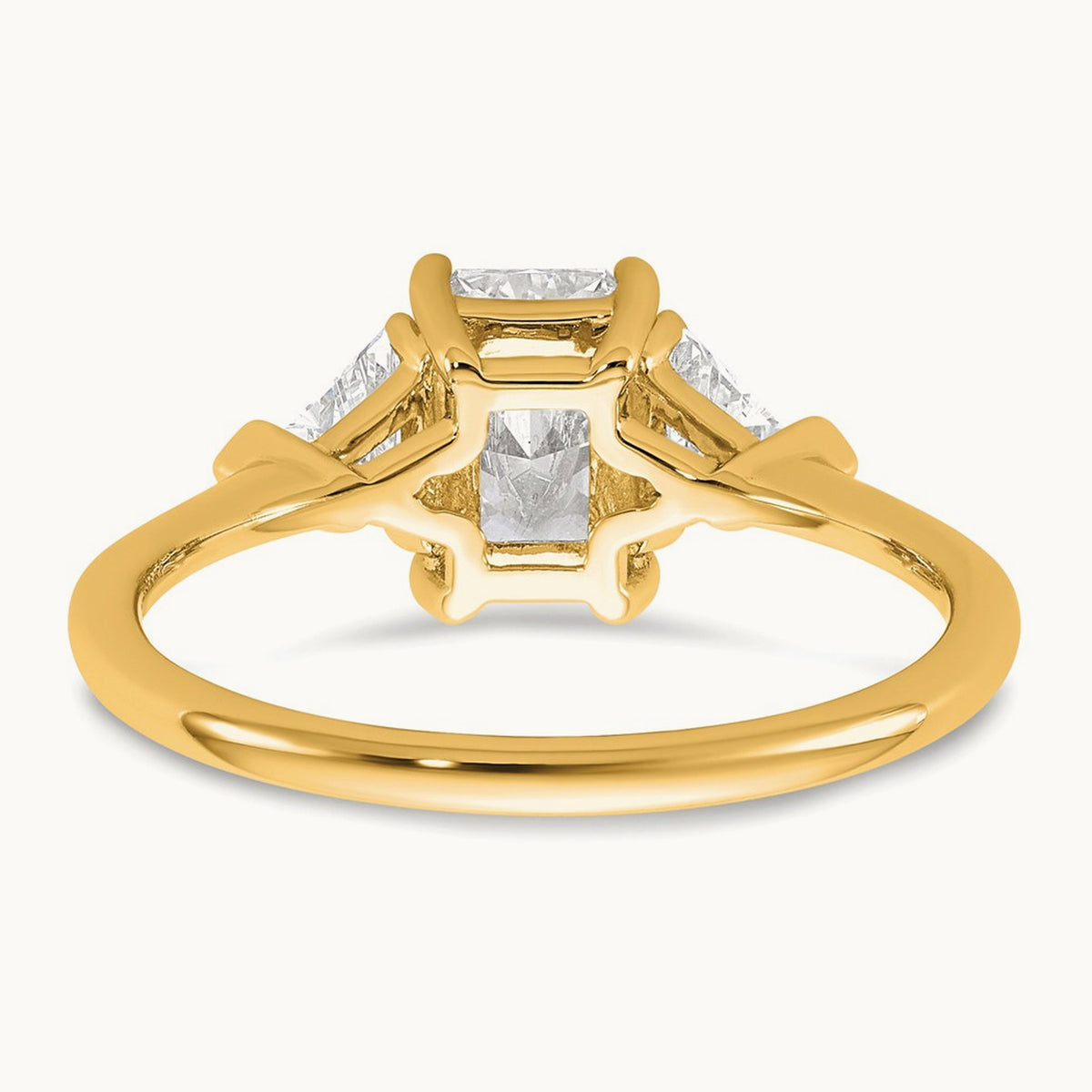Radiant & Triangle Engagement Ring, 1.25-3.50 ct tw Lab-Grown Diamond — 1 3/8 ct, 14K Yellow Gold