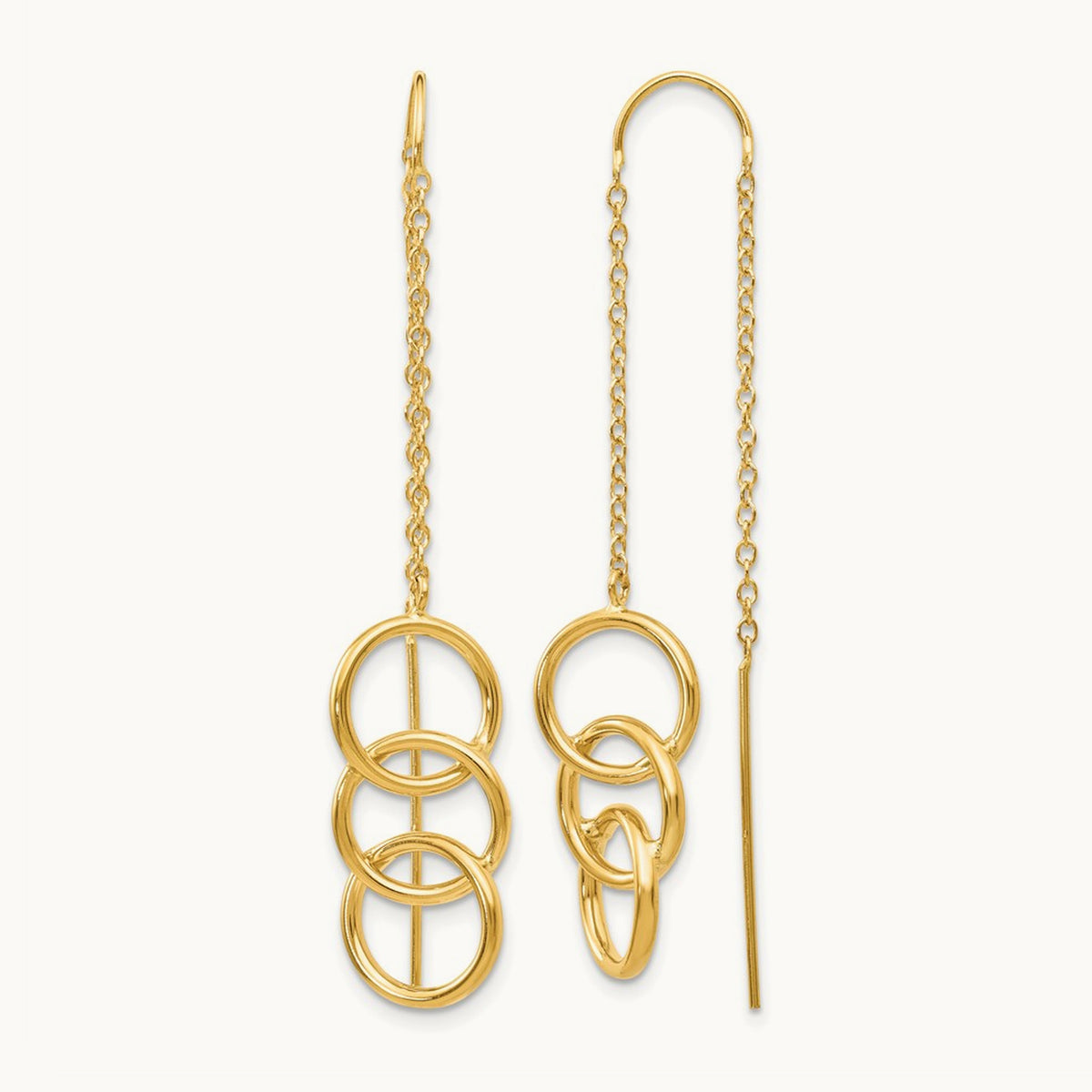 Triple Circle Threader Earrings, 14K