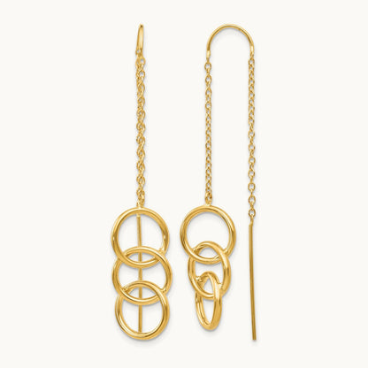 Triple Circle Threader Earrings, 14K