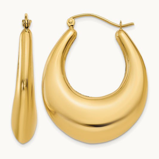 Polished Hoop Earrings, 14K