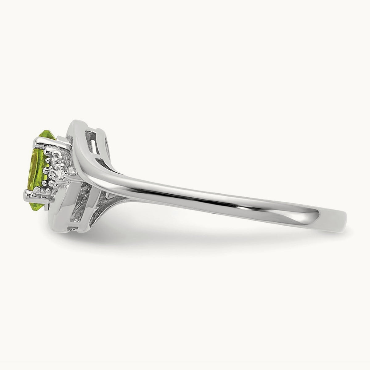 Peridot and Diamond Ring, 14K White Gold