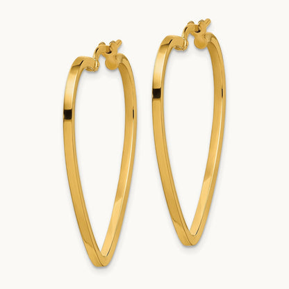 Polished Heart Hoop Earrings — 14K Yellow Gold