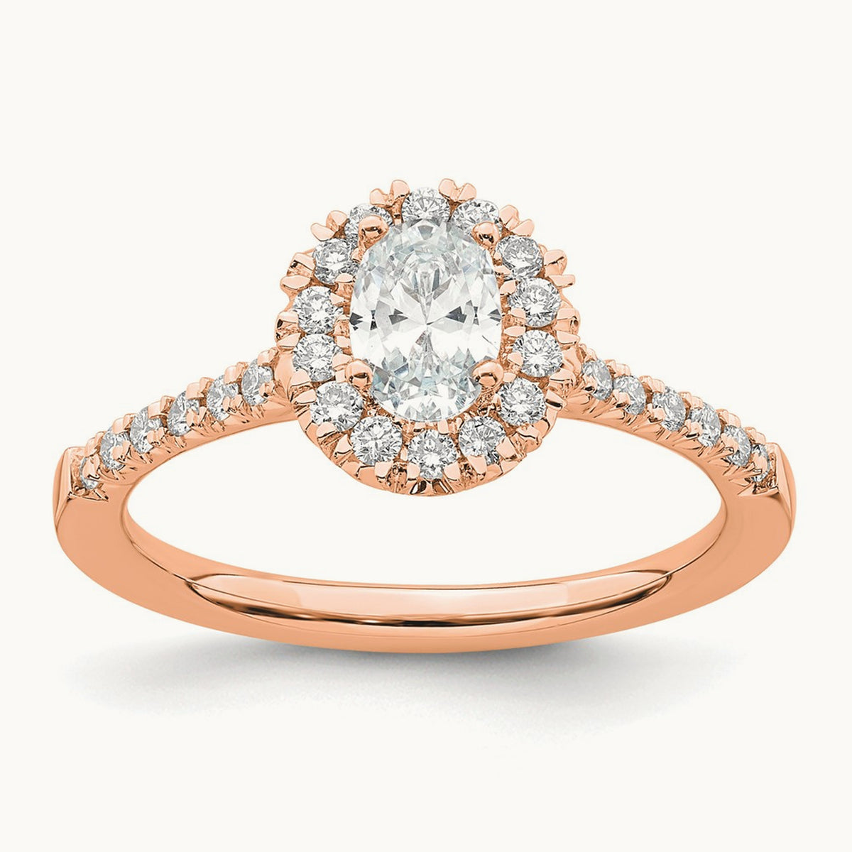 Oval Semi-Mount Halo Engagement Ring, 0.25-0.50 ct tw Lab-Grown Diamond — 1/3 ct · VS/SI (Great), 14K Rose Gold, 7