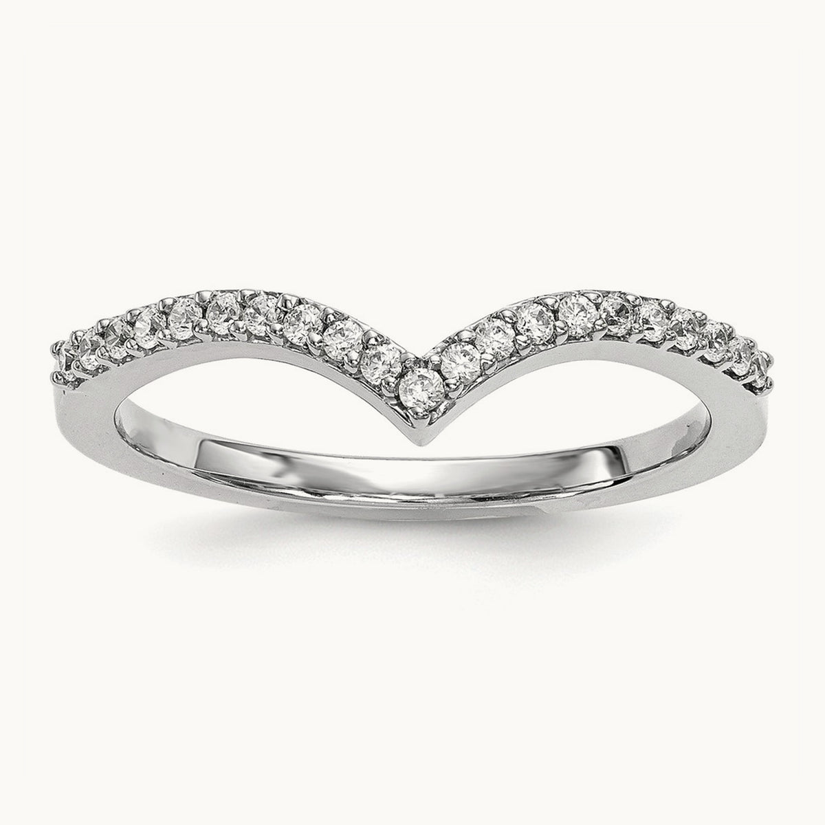Diamond V Ring — 14K White Gold