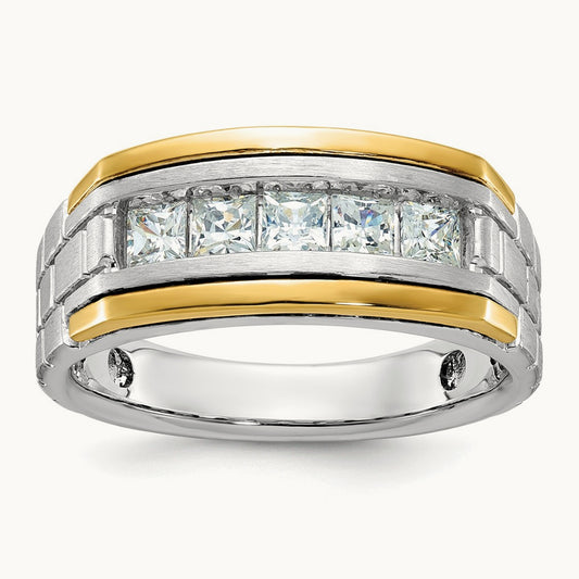 5 Stone Men's Ring, 1.00 ct tw Lab-Grown Diamond