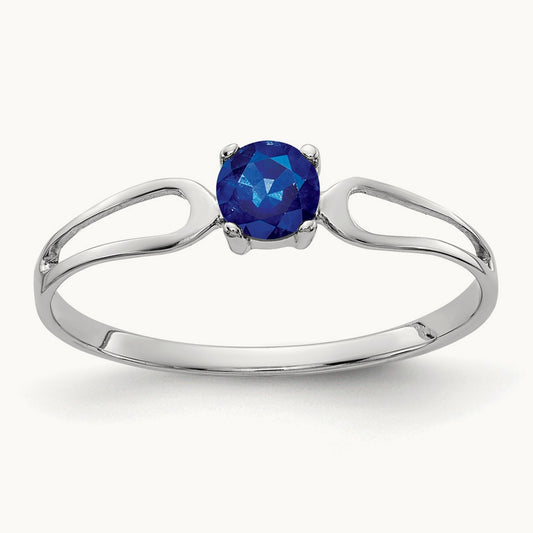 Sapphire ring, 4mm, 14K White Gold