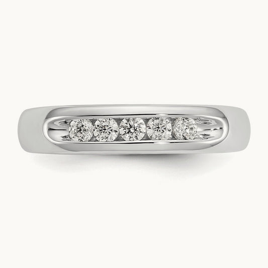 5-Stone Diamond Channel Band, 14K White Gold
