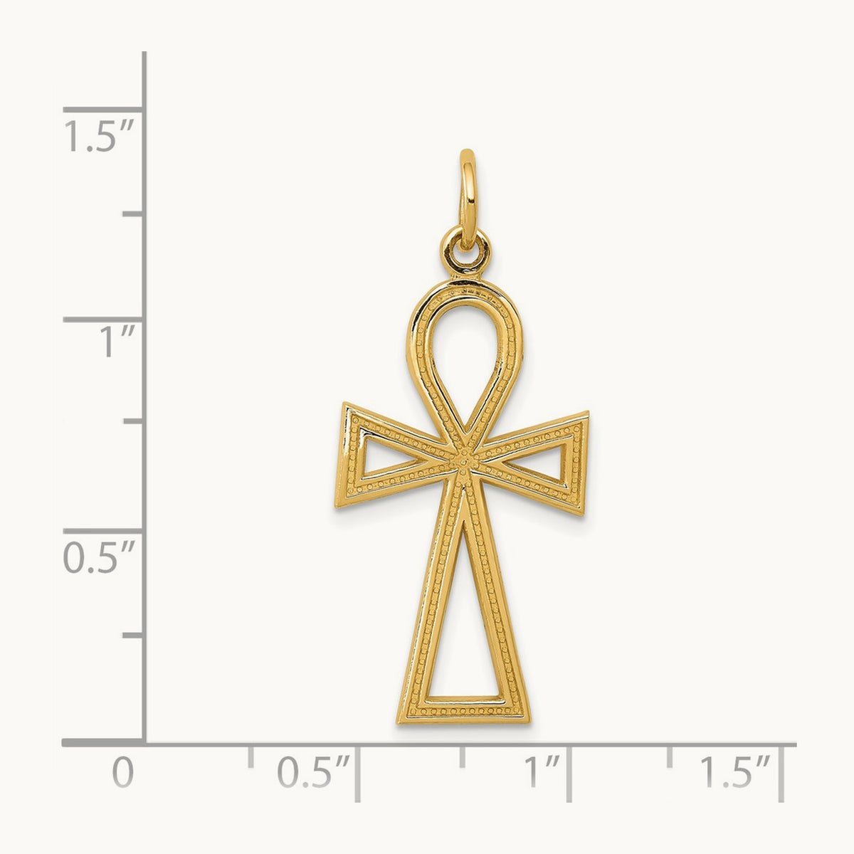Ankh Cross Charm — 14K Yellow Gold, 37mm