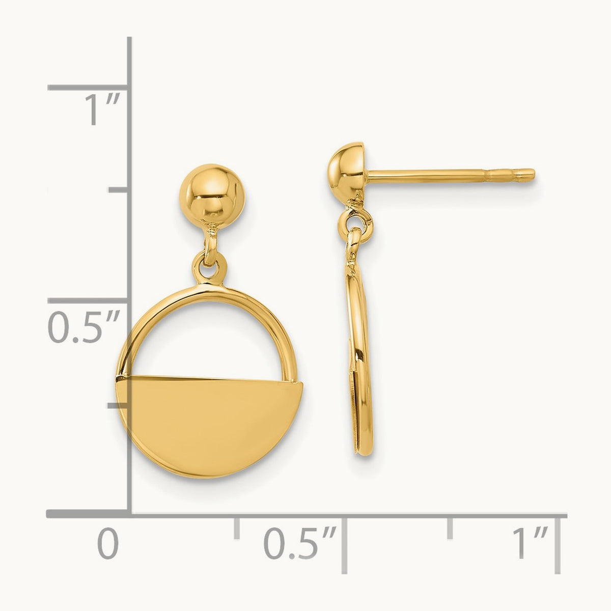 Polished Contemporary Dangle Post Earrings, 14K