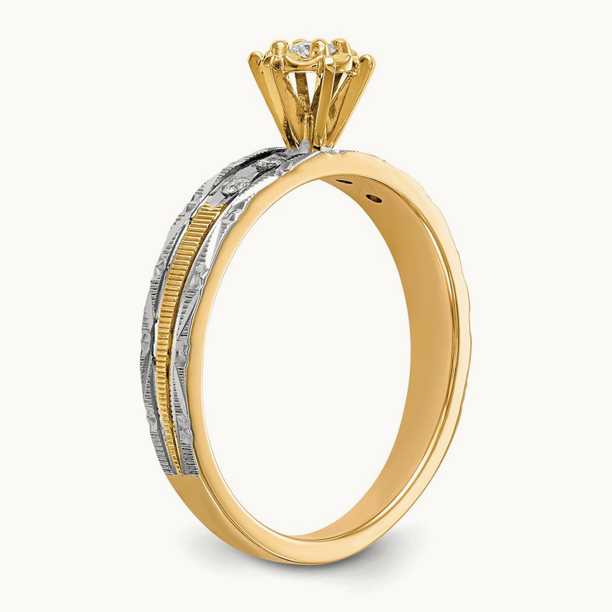 AA Quality Trio Complete Engagement Ring, 14K