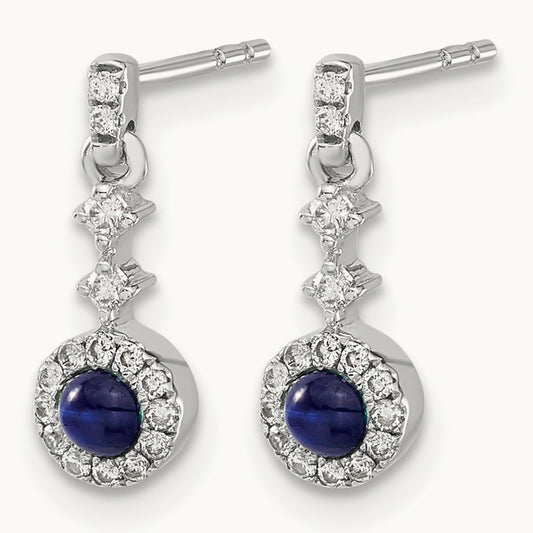 Created Sapphire Dangle Post Earrings, 0.15 ct tw Lab-Grown Diamond