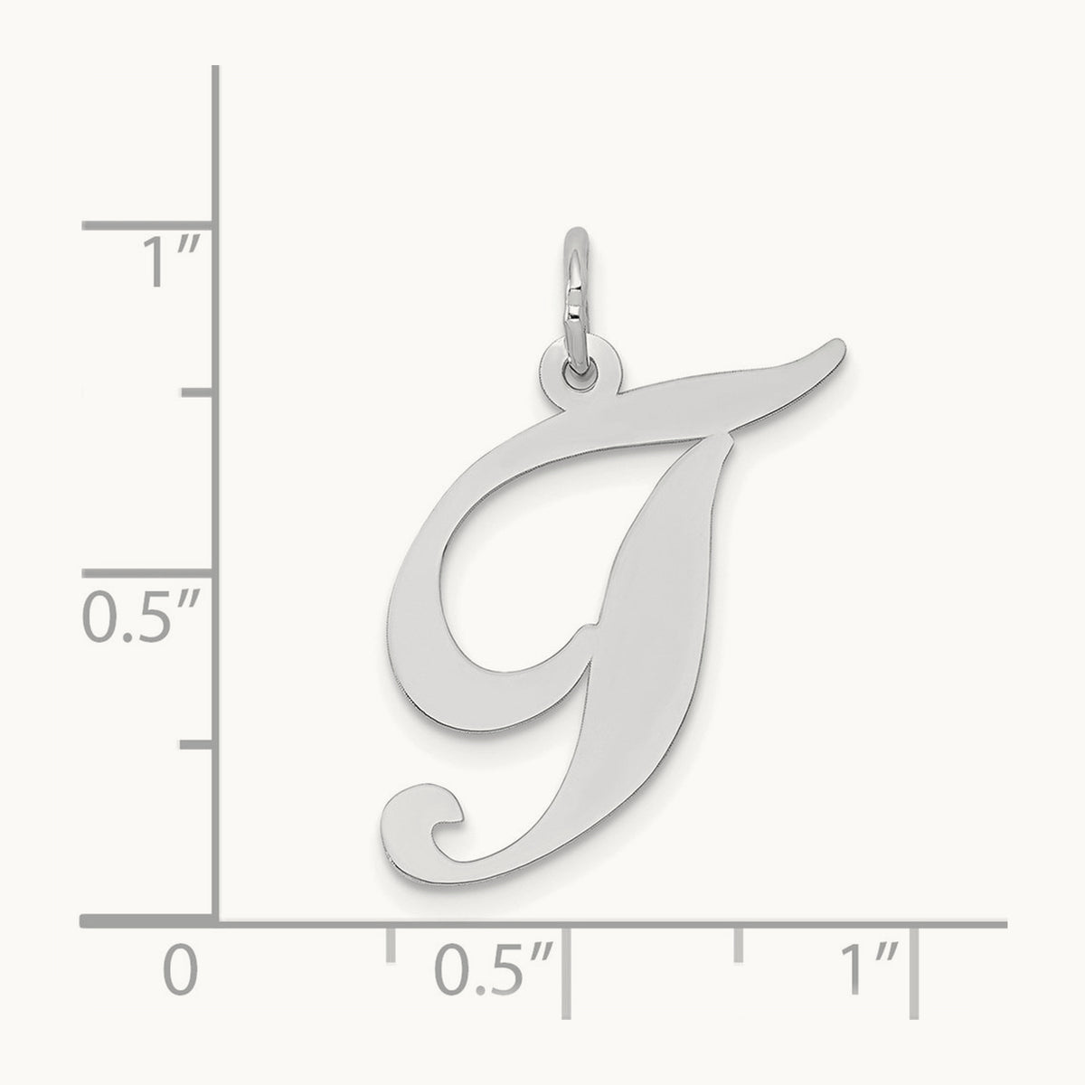 Large Fancy Script Initial Charm — 14K White Gold, T