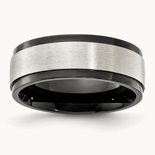 Cobalt Black IP-plated Brushed Center 8.00mm Band