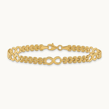 Polished Infinity and Fancy Link 7.5in Bracelet, 14K